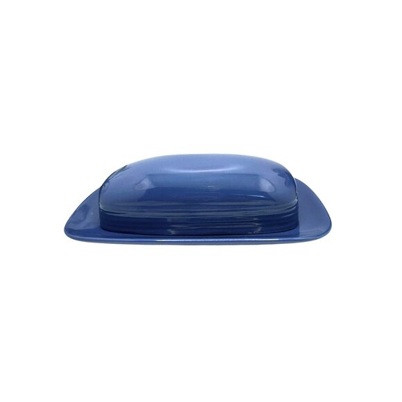 Vintage Blue Ceramic Quarter Pound Butter Dish With Lid - Picture 2 of 8